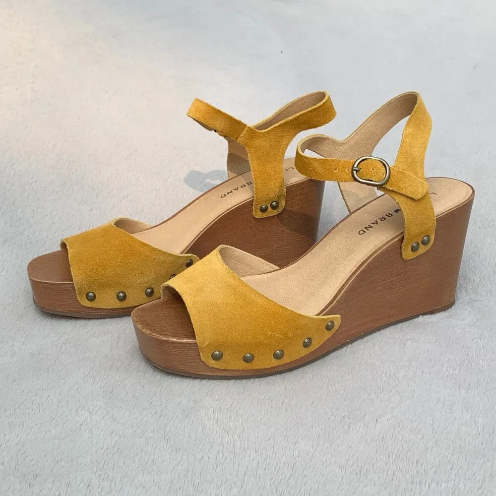Lucky Brand Zashti Suede Platform Wedges Sz8 NWT